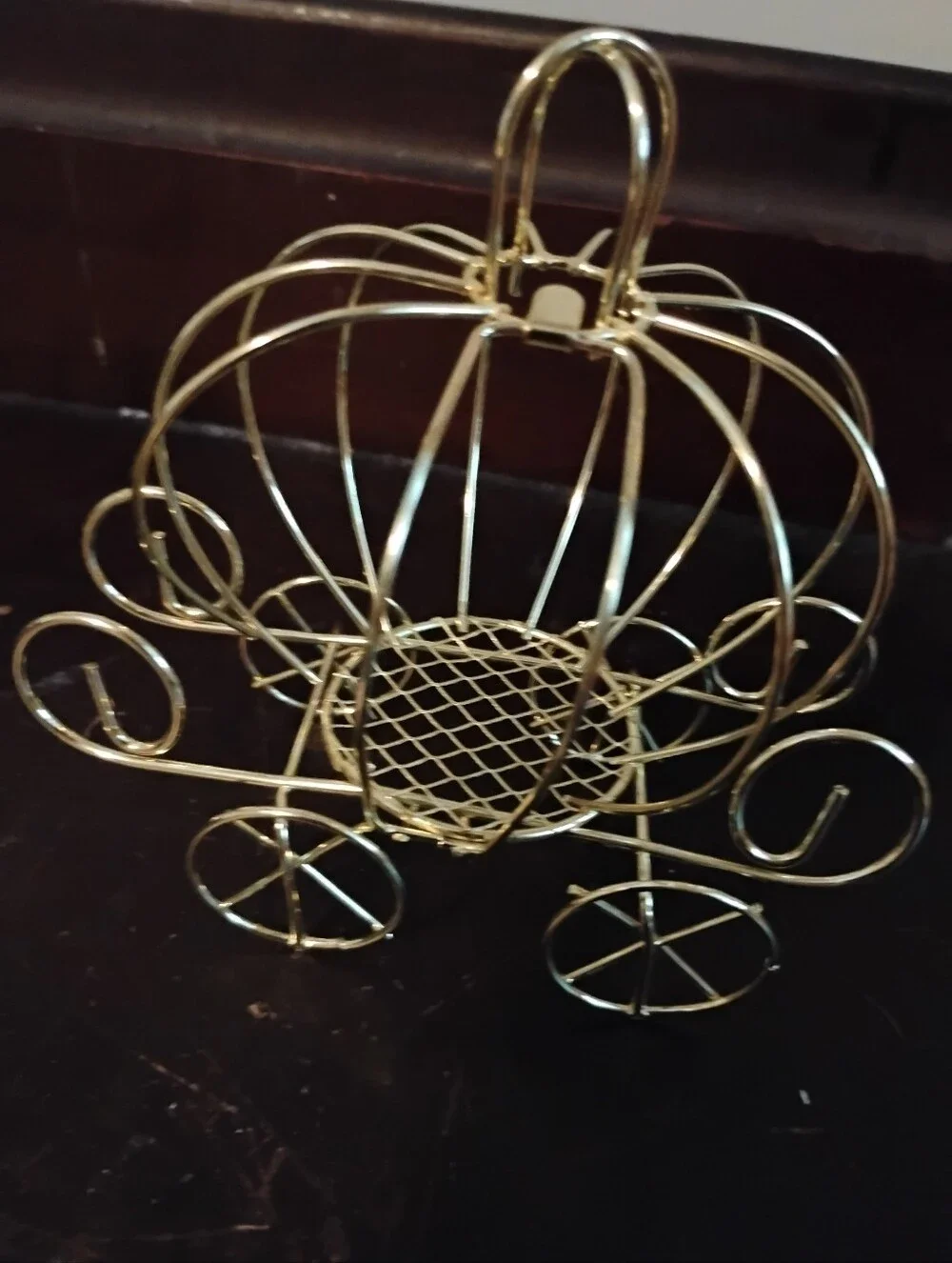 Set of 2 Gold Wire Cinderella Pumpkin Carriage Centerpieces Princess Party Decor